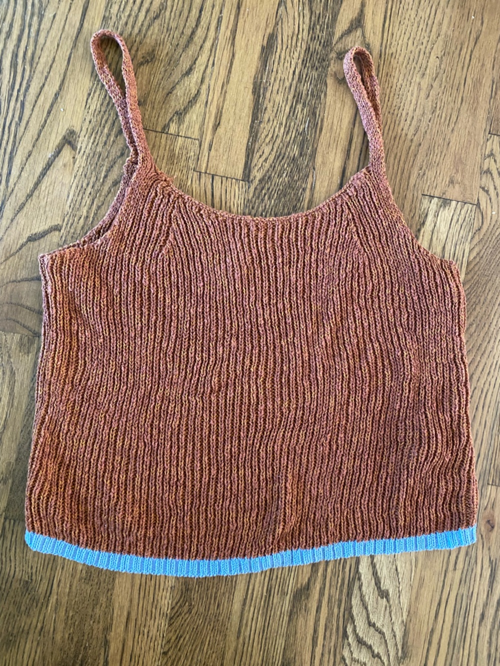 Pilcro Rust-Brown Ribbed Knit Top from Anthropologie